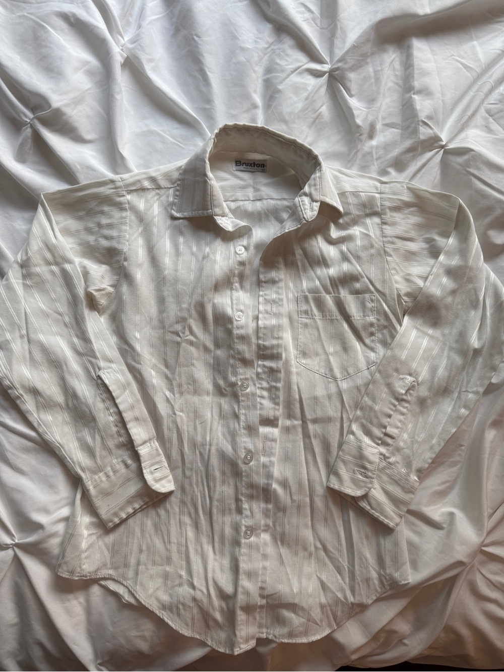 Buxton White Pinstripe Button-Up Shirt
